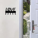 Love with Dog Paw #1 Key Rack Hanger & Dog Leash Organizer- Metal Wall Art