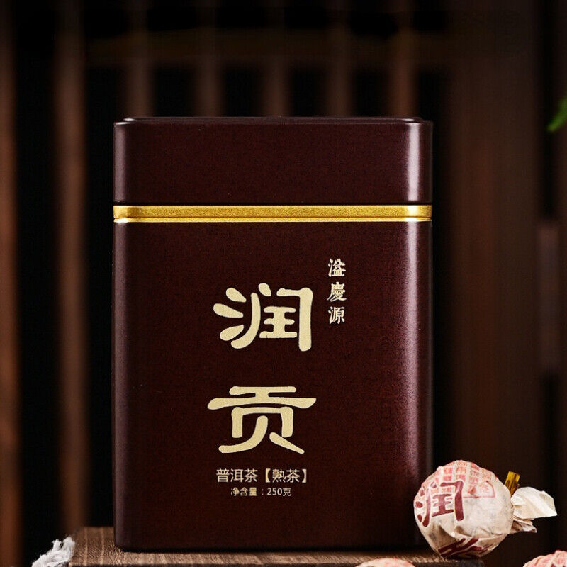 Premium Yunnan Big Tree Pu-Erh Tea Canned Box Pu'er Dragon Ball Cooked Tea 250g