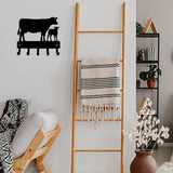 Cow and Calf Cattle Farm Key Rack - 6 inch Wide Metal Wall Art