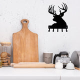 Buck Head Deer Key Rack Hanger - 6 inch Wide/9 inch Wide Metal Wall Art