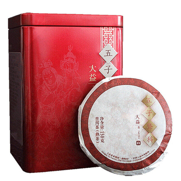 Wu Zi Deng Ke Ripe Puer Tea Menghai Dayi Ripe Pu-erh Tea Cake150g