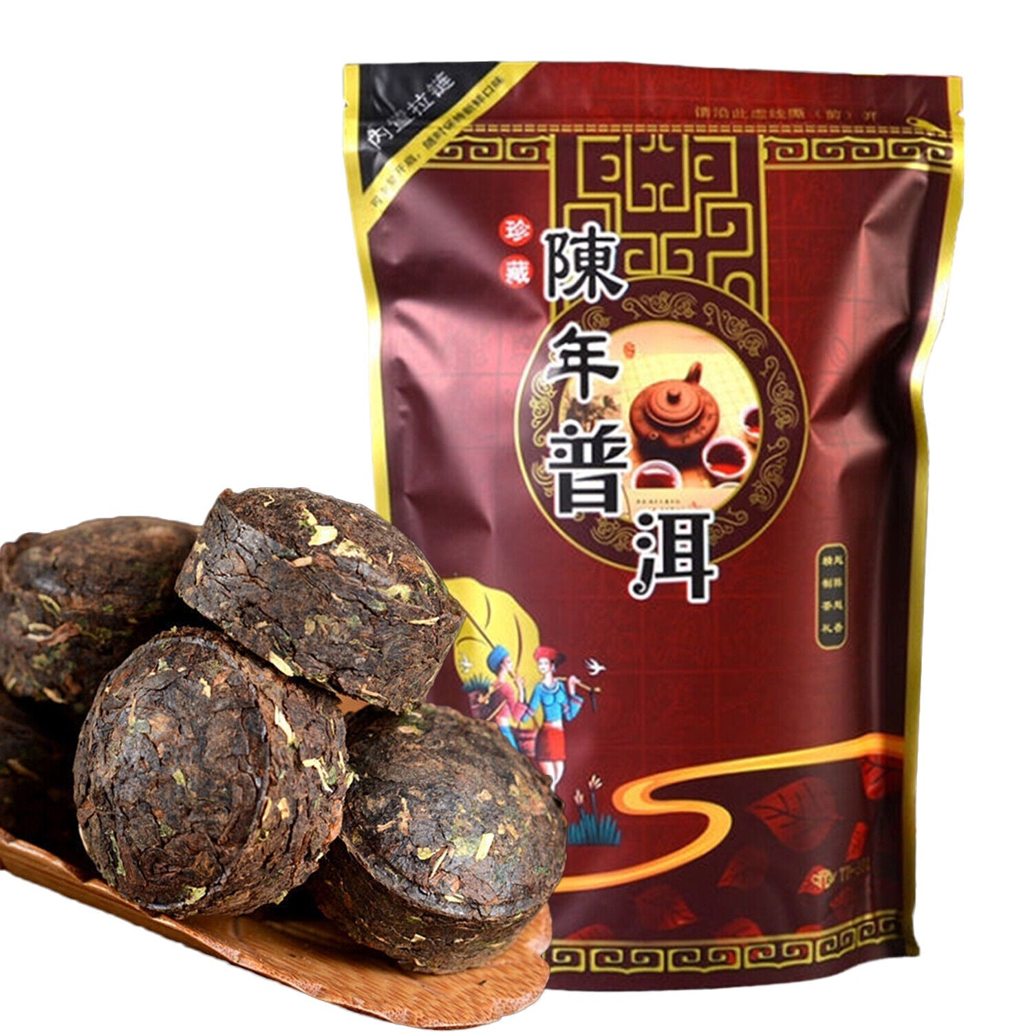 Pu'er Black Tea Health  Mini Tea Cake Pu-Erh Ripe Tuocha Golden Bag 200g
