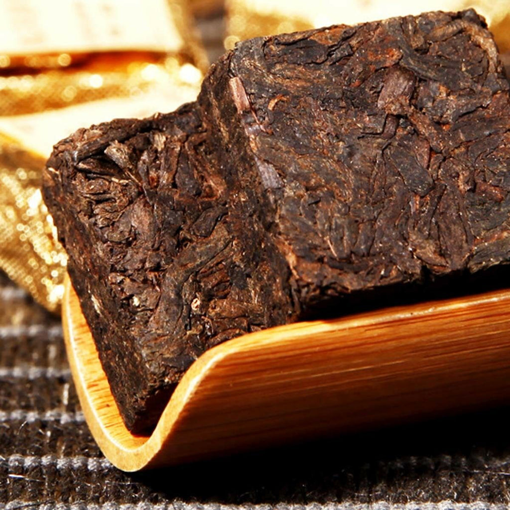 Ripe Puer Tea Brick Old Pu'er Black Tea Cooked Puerh Yellow Iron Box Yunnan 250g