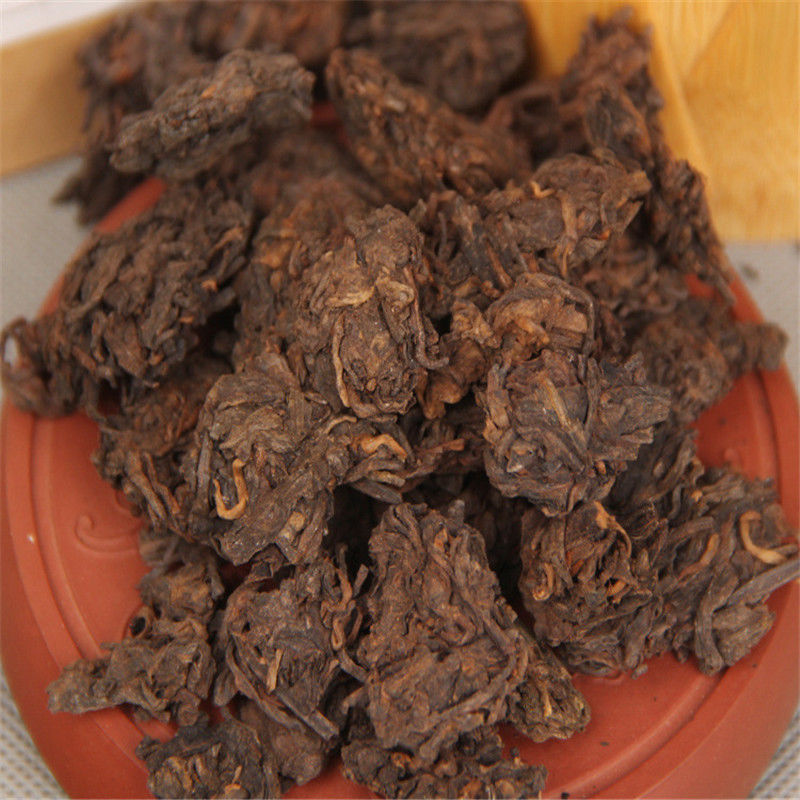TemuTea China puer tea ripe tea 10 yrs old Pu-erh tree nature golden bud fully fermented