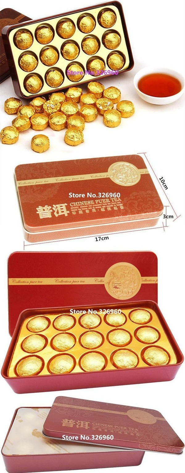 TemuTea Hot Sale 185g Black Tea 15 Pcs Gift Packing Cooked Pu Er Tea Pu-erh Tea Tin Box