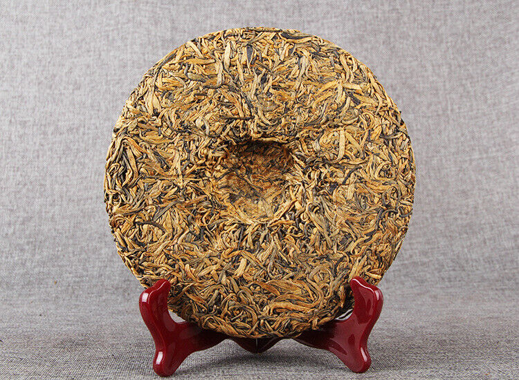 Nonpareil Organic Yunnan Golden Bud Cake Compressed Tea Dian Hong Black Tea 357g
