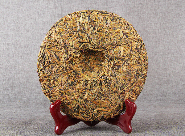 Nonpareil Organic Yunnan Golden Bud Cake Compressed Tea Dian Hong Black Tea 357g