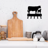 Cow and Calf Cattle Farm Key Rack - 6 inch Wide Metal Wall Art