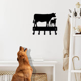 Cow and Calf Cattle Farm Key Rack - 6 inch Wide Metal Wall Art