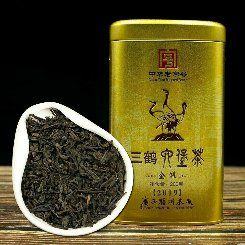 Hei Cha Golden Jar Three Cranes Loose Dark Tea Guangxi Liupao Box Tea 200g Main image