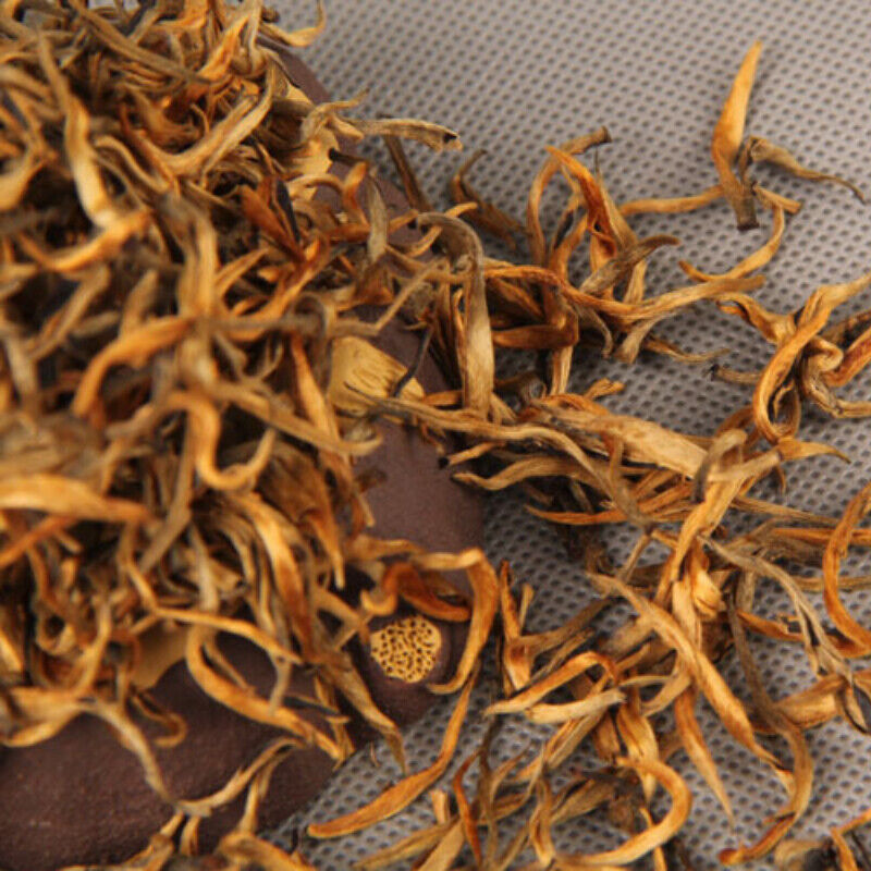 Top Gold Wire Black Tea Red Single Bud Organic Dian Hong Tea Yunnan Spring Tea