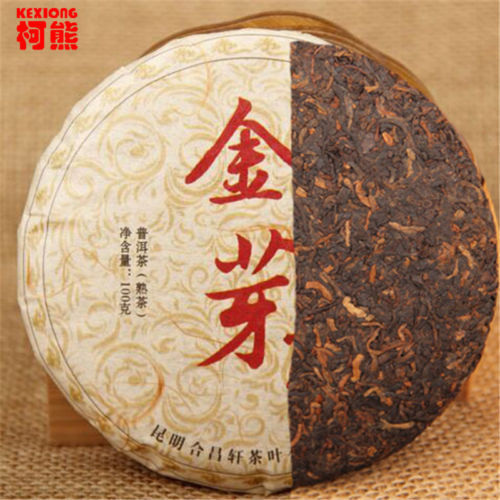 Ecology Green Shoots Golden Bud Pu-Erh Tea Cake 100gYunnan Cooked Puer Black Tea Main image