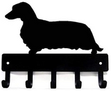 Longhaired Dachshund Dog - Key Hooks & Keychain Holder - 6 inch Metal Wall Art