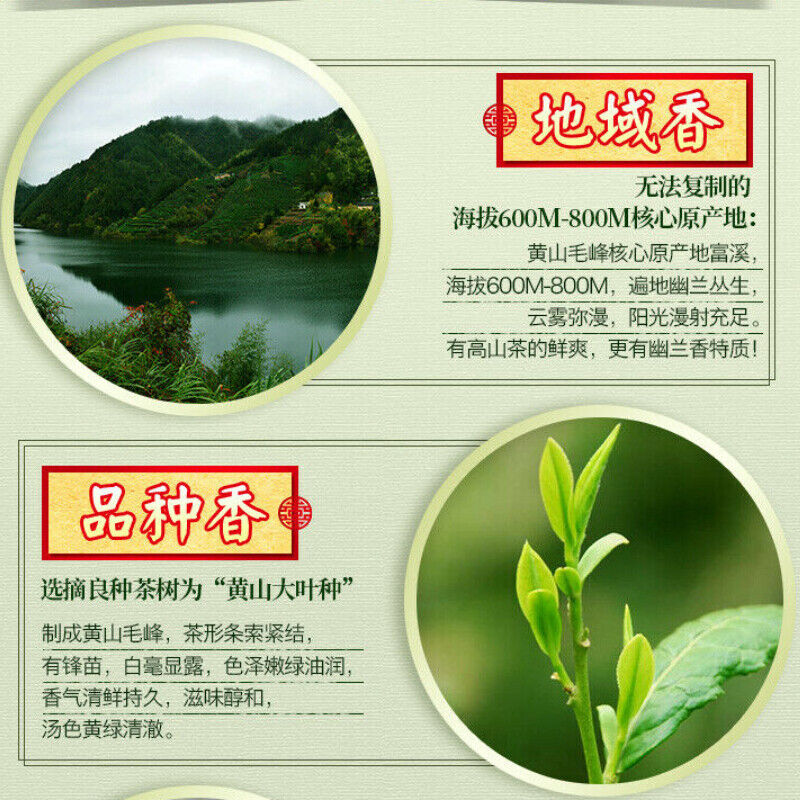 Chinese High Mountain Green Tea Xieyu Green Tea 谢裕大黄山毛峰绿茶茶叶传统古法实惠袋装 200g 高山云雾茶毛尖