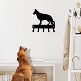 German Shepherd Key Rack Dog Leash Hanger - 9 inch/ 6 inch Wide Metal Wall Art