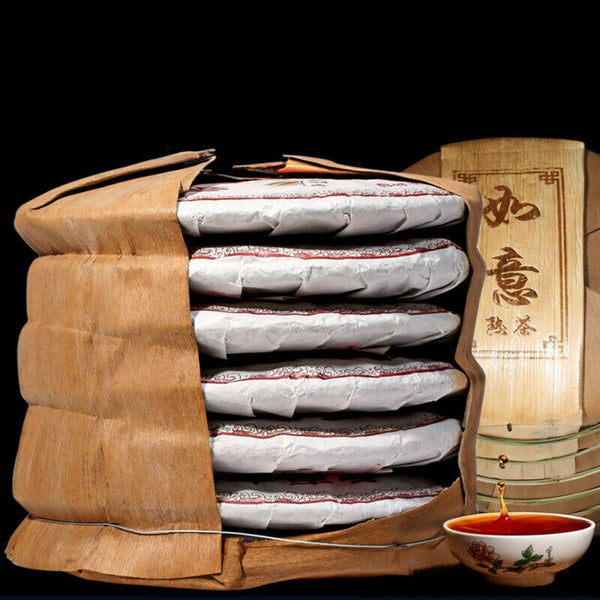 Ripe Pu Erh Black Tea Chinese Yunnan Pure Ruyi Qizi Pu'er Tea Cake 7 Cakes 2499g