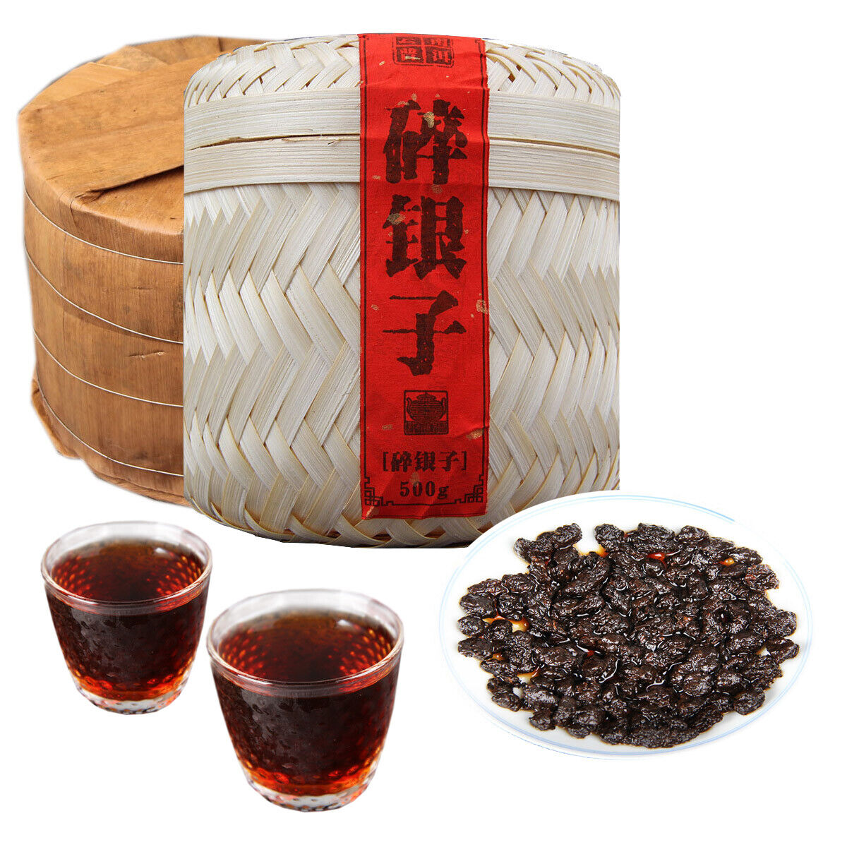 Handmade Bamboo Basket Yunnan Ripe Pu-erh Tea Packing GiftCooked Puerh Tea 500g Main image