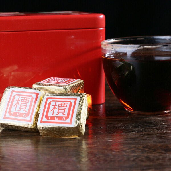 Small Square Brick Tea Natural Pu-Erh In Iron Box Health Care Black Tea 250g