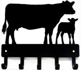 Cow and Calf Cattle Farm Key Rack - 6 inch Wide Metal Wall Art