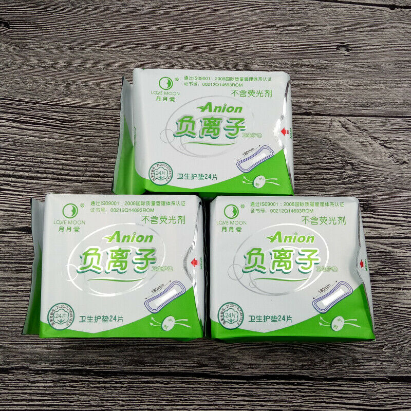 Yue Yue Ai Fu Li Zi Wei Sheng Jin Bu Han Ying Guan Gji月月爱负离子卫生巾不含荧光剂3包