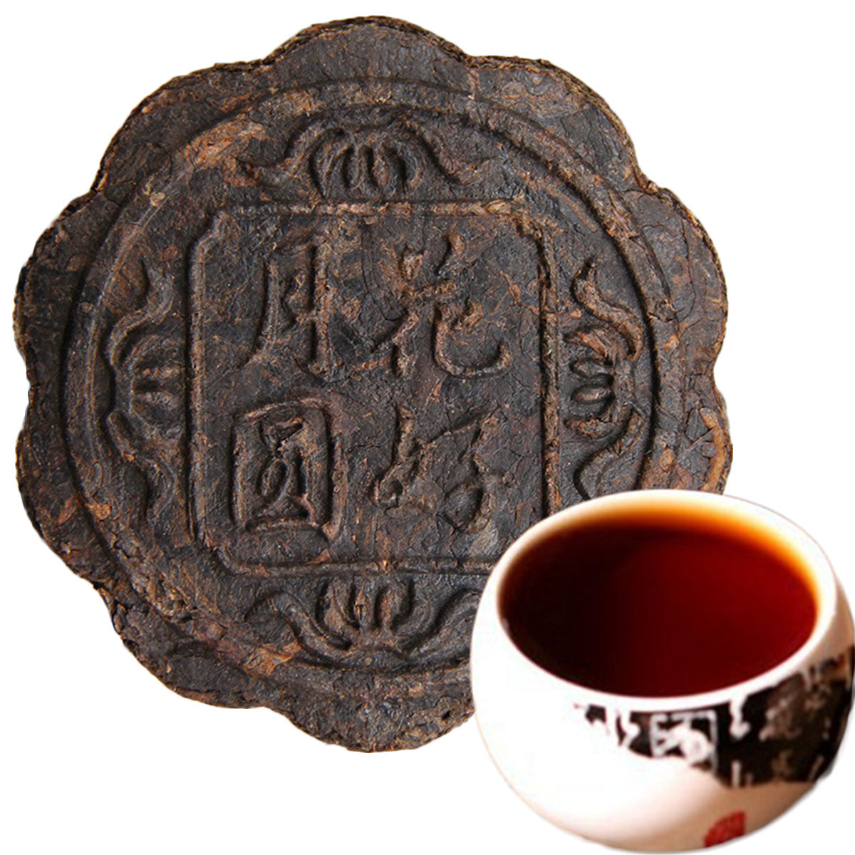 TemuTea 100g Yunnan Puerh Tea Moon Cake Flower Good Moon Round Pu Er Ripe Tea Green Food