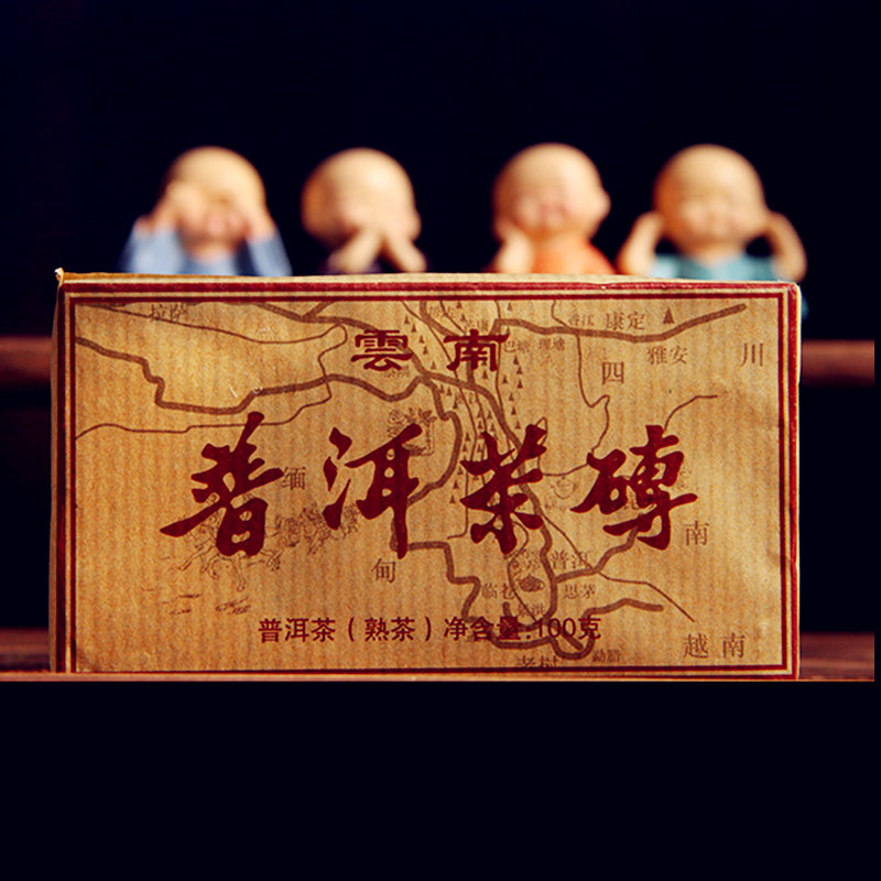TemuTea 100g Pu'er Tea Brick Made In China Ripe Pu er Tea Older Puer Tea Ancestor Antique Tea Main image
