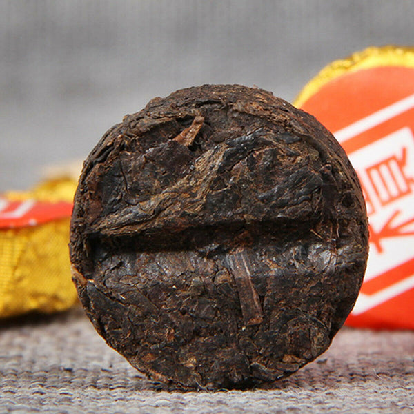 High Quality Puerh Tea Ripe  Puer Small Golden Cake Premium Bamboo Basket 500g