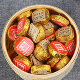 Small Golden Cake Premium Bamboo Basket Ripe Puer High Quality Puerh Tea 500g
