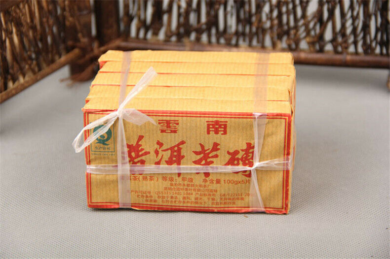 Natural Cooked Tea Manufactured Old Tea China Pu-erh Black Tea Cakes 5pcs*100g Secondary image