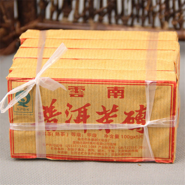 TemuTea China 5pcs*100g Pu-erh Black tea cakes natural cooked tea manufactured old tea