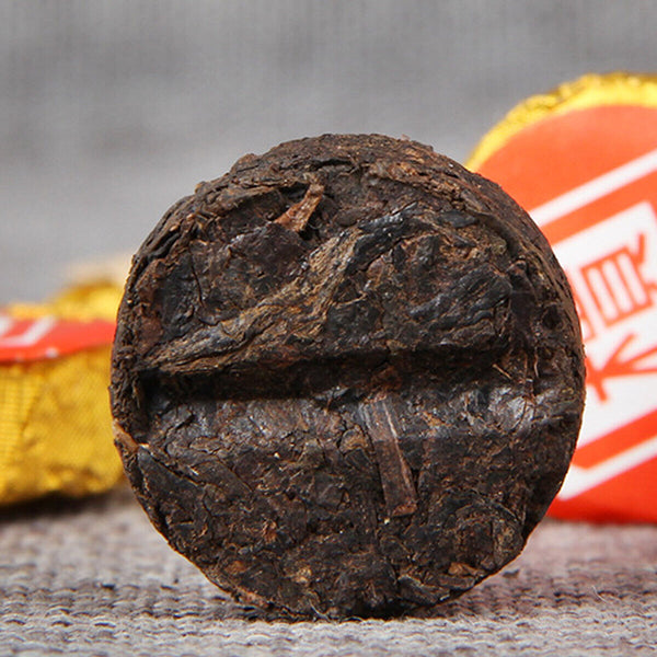 Small Golden Cake Premium Bamboo Basket Ripe Puer High Quality Puerh Tea 500g