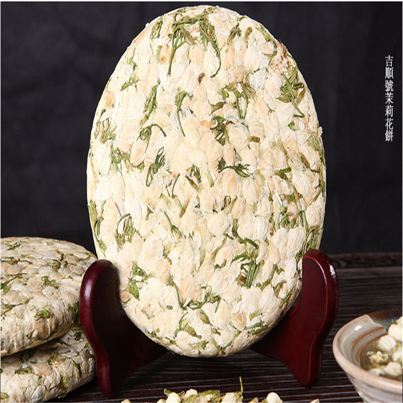 TemuTea 200g Top Grade Dried Jasmine Tea Bud Flower Tea Green Pu-erh Tea Cake Blooming Tea