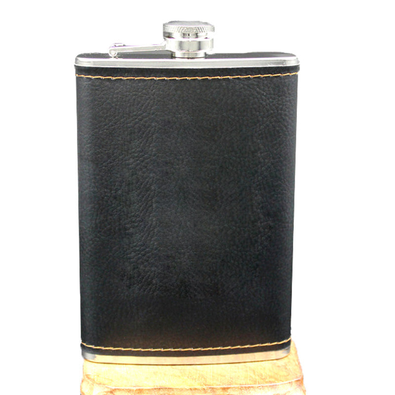 High Quality Stainless Steel 9 Oz Hip Flask Leather Whiskey Wine Bottle Retro Engraving Alcohol Pocket Flagon With Box Gifts Main image