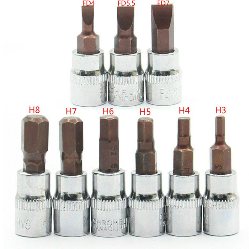 1Pc 1/4 Inch Drive Hex Bit Sockets Set Allen Key Ratchet Drive Adapter Socket Wrench Car Hand Tools H3 H4 H5 H6 H7 H8 Secondary image