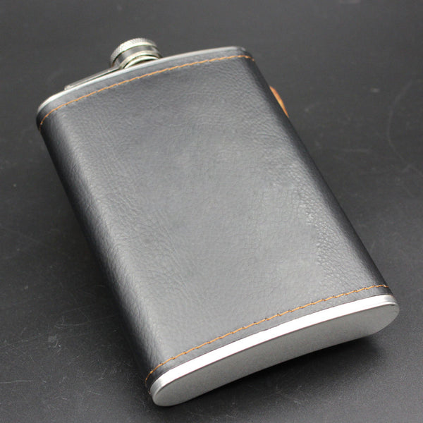 High Quality Stainless Steel 9 Oz Hip Flask Leather Whiskey Wine Bottle Retro Engraving Alcohol Pocket Flagon With Box Gifts