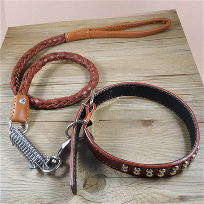Top Quality Leather for dogs 13~50kg Pet Dog Collar Leash Fashion Designed Dog Leash Strap Rope Traction Pet Harness Leash Lead
