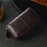 Cow Leather Wallet RFID Business Card Holder Men Zipper Blue Brown Credit Card Wallet carteira Male Portfele Retro tarjetero