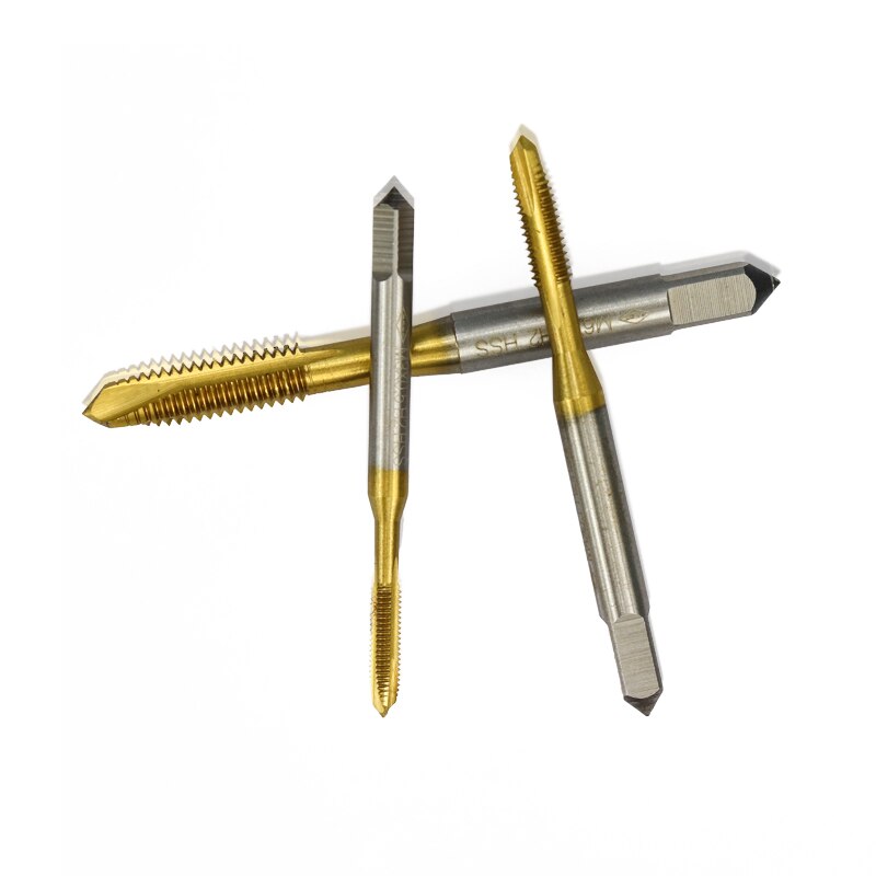 1pc M2/M2.5/M3/M3.5/M4/M5/M6 Titanium Coated Hand Tap HSS Metric Straight Flute Thread Screw Tap Main image