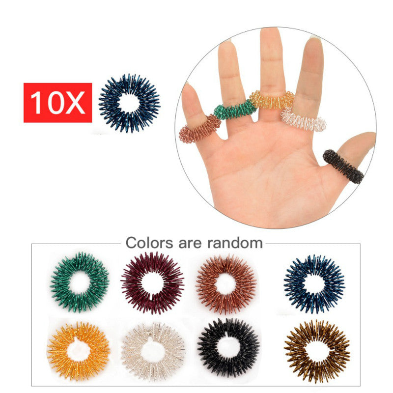10pcs/lot  Finger Massage Ring Stimulate Elastic Hand Acupuncture Circle Body Massage Health Care Blood Circulation Stress Relax Main image