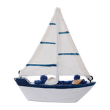 Vintage Mediterranean Style Marine Nautical Wooden Blue Sailing Boat Ship Wood Crafts LBShipping