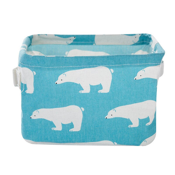 Desktop Storage Basket Cute Printing Waterproof Organizer Cotton Linen Sundries Storage Box Cabinet Underwear Storage Bag