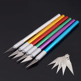 1Set 6 Blades Engraving Craft knives Non-slip Metal Scalpel Hand Tool Set Cutter Carving Multi Knife Repairing Tools