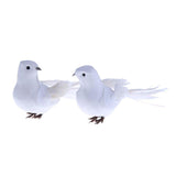 2pcs/lot White Doves Feather Artificial Foam Lover Peace DovesHome Decor Simulation Figurines Miniatures Imitation Bird Model