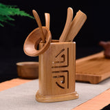 6 Pcs/set Handmade Kung Fu Tea Sets Vintage Puer Knife Spoon Tea Tools Set Tea Ceremony Utensils Chinese Bamboo Clip Strainer