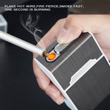 Anpro 2-in-1 Cigarette Case Box USB Rechargeable Lighter for Smoking Flameless Aluminum Alloy Windproof Lighter