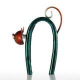 Tooarts Cat Figurines Iron Figurine Metal Design Spring Little Cat Modern tyle Art Home Decoration Craft Gift For Home