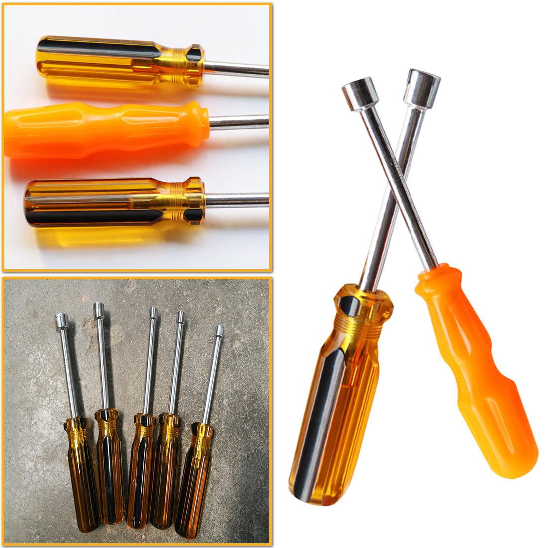 Hot 1PC 5/5.5/6/7/8/10mm Socket Wrench Screw Driver Metal Hex Nut Key Tool Screwdriver Handle Random Color