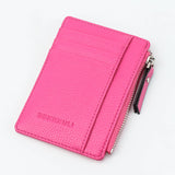Men/Women Mini ID Card Holders Business Credit Card Holder PU Leather Slim Bank Card Case Organizer Wallet Zipper Unisex