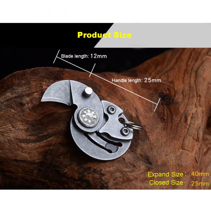 Mini Pocket Knives Outdoor Self-defense EDC Tools Coin Round Steel Folding Blade Knife Portable Gadget KeyRing Pendant Hand Tool