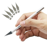Non-Slip Metal Scalpel Knife Tools Kit Cutter Engraving Craft knives + 5pcs Blades Mobile Phone PCB DIY Repair Hand Tools